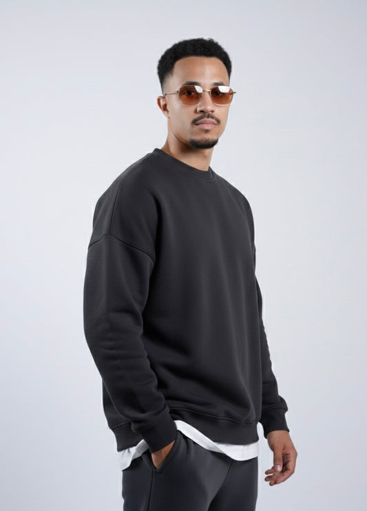 Unisex Basic Oversize Crew Neck (Dark gray)