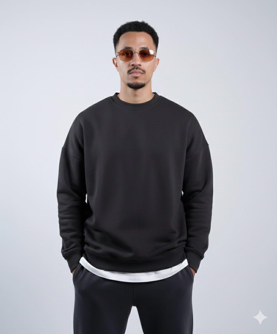 Unisex Basic Oversize Crew Neck (Dark gray)