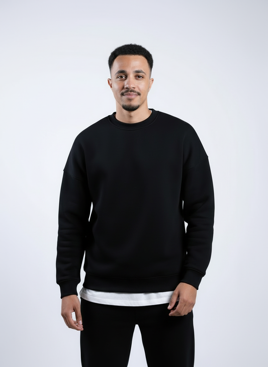 Unisex Basic Oversize Crew Neck (Black)