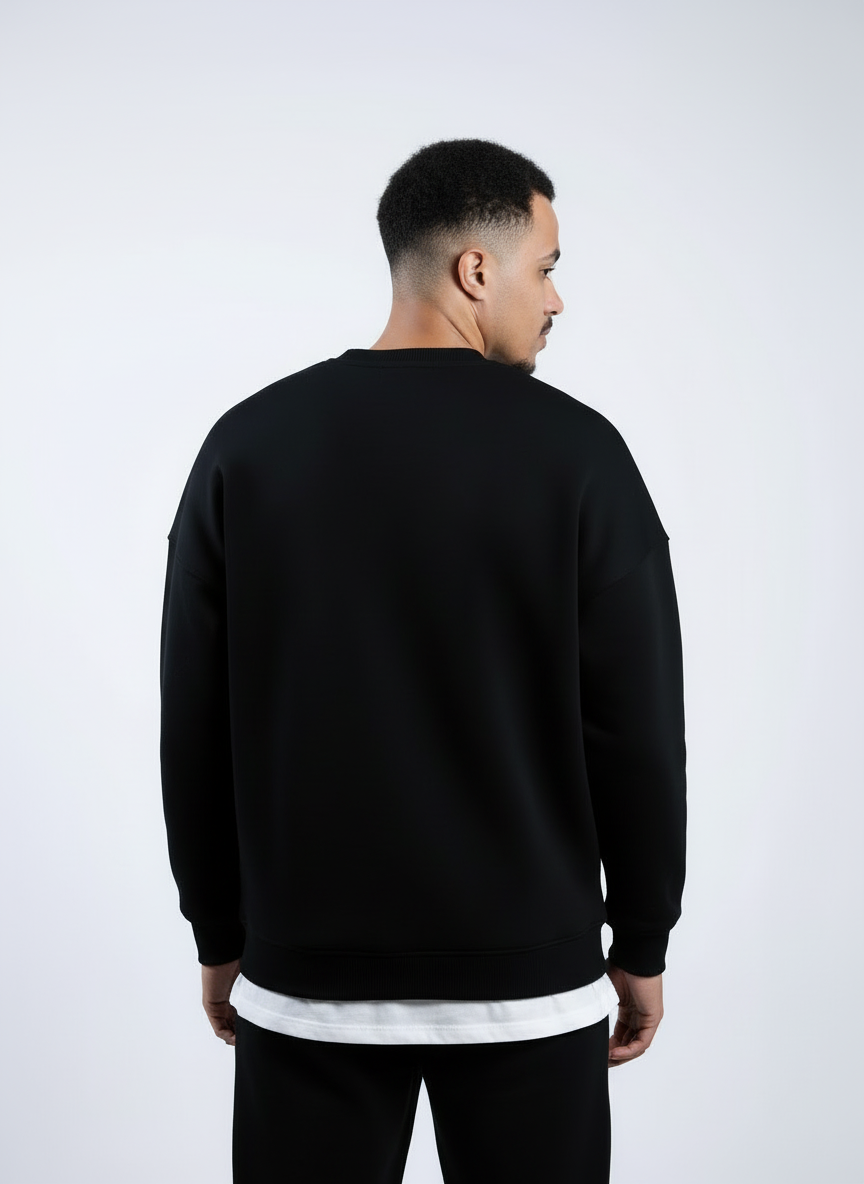 Unisex Basic Oversize Crew Neck (Black)