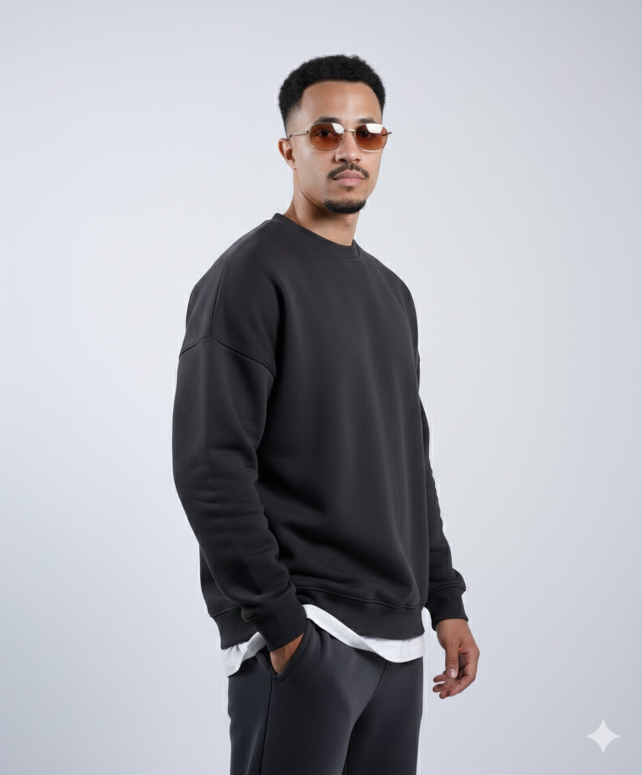 Unisex Basic Oversize Crew Neck (Dark gray)