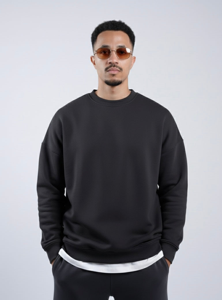 Unisex Basic Oversize Crew Neck (Dark gray)