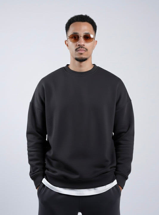 Unisex Basic Oversize Crew Neck (Dark gray)