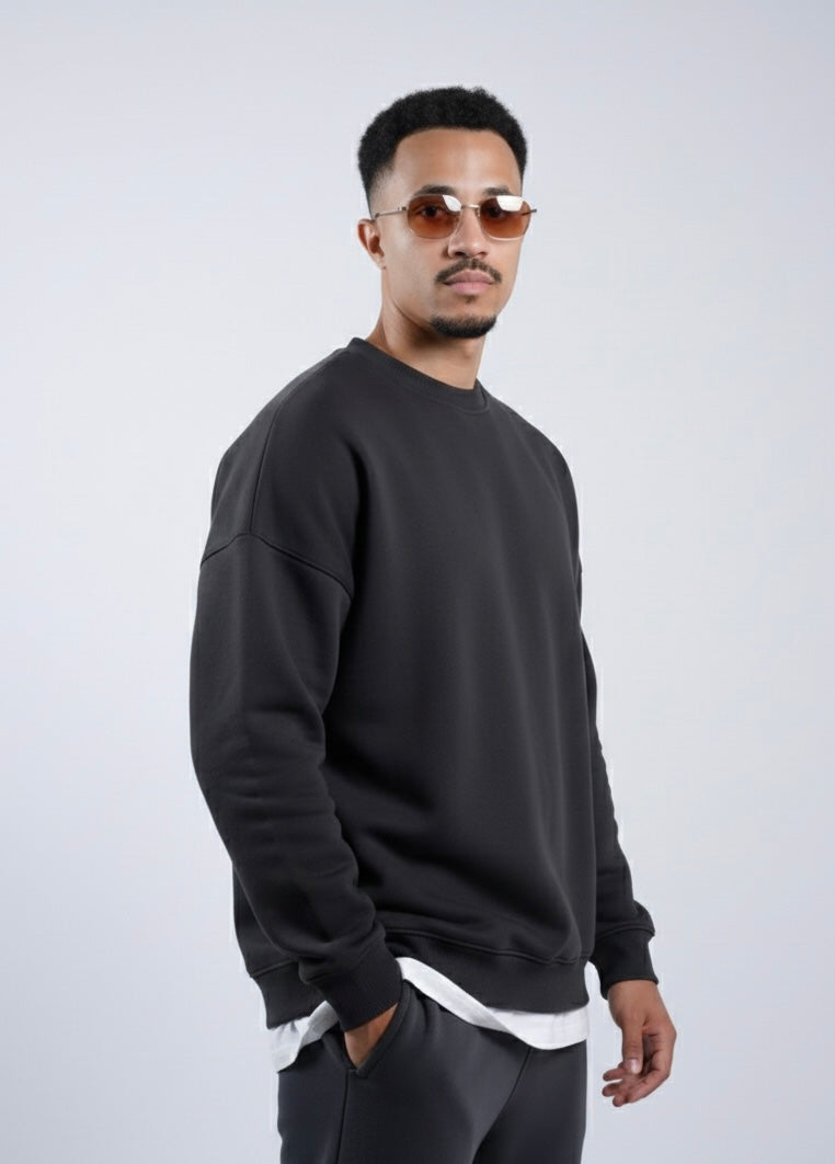 Unisex Basic Oversize Crew Neck (Dark gray)